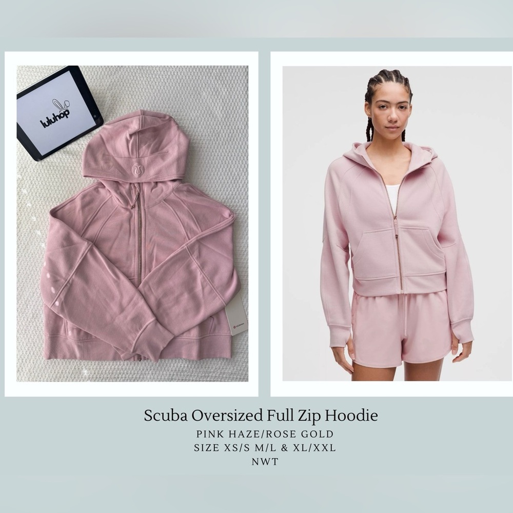 🆕 Lululemon Scuba Oversized Full Zip Hoodie Pink Haze/Rose Gold